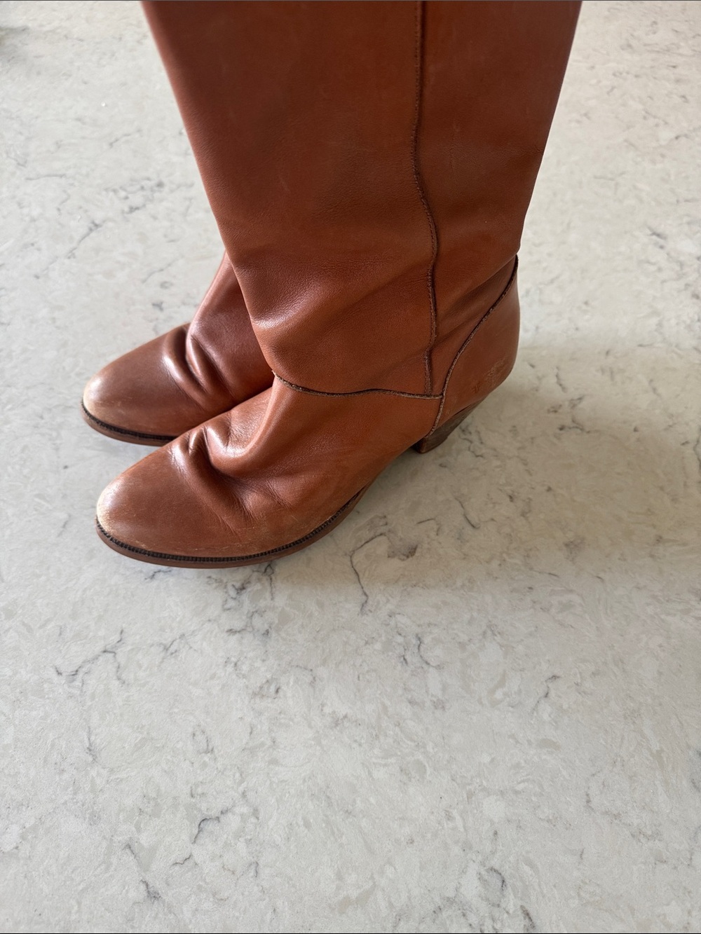 FRYE Vintage 70s Frye Campus Leather Boots - Cognac Brown size 7m - Picture 5 of 6